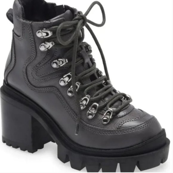 Jeffrey Campbell Shoes - New Jeffrey Campbell Road Rage Lace-up Heeled Boots Dark Gray